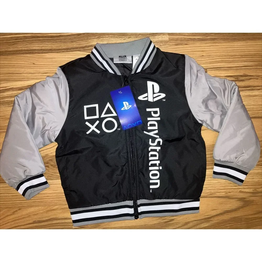 Sony Playstation Boys Black Bomber Jacket Size 4/5 Youth, NEW‎ With TAGS